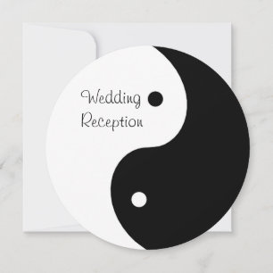 Convite Recepção de Casamento Preto e Branco Yin Yang