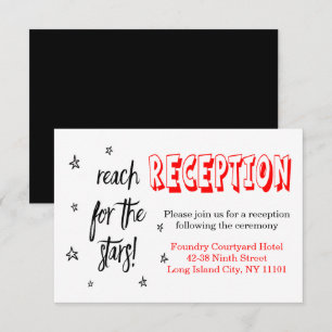 Convite Recepção de Casamento Preto e Vermelho Estrelas Ci