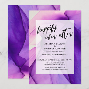Convite Recepção de Casamento Purple Inks Felizes para Sem