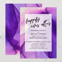 Convite Recepção de Casamento Purple Inks Happily Ever Aft