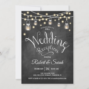 Convite Recepção de Casamento Quadro Negro e Luzes