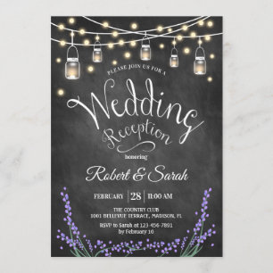 Convite Recepção de Casamento - Quadro Negro Lavanda & Luz