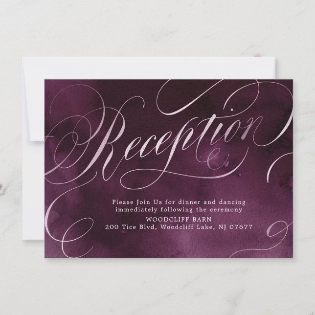 Convite Recepção de casamento romântica com caligrafia em  (Frente)