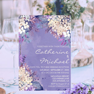 Convite Recepção de Casamento Romântica Floral de Lavanda 
