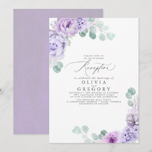 Convite Recepção de Casamento Romântico Roxo Dusty