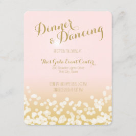 Convite Recepção de Casamento Rosa Bege e Dourado Brilhant
