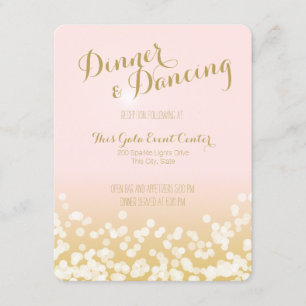 Convite Recepção de Casamento Rosa Bege e Dourado Brilhant