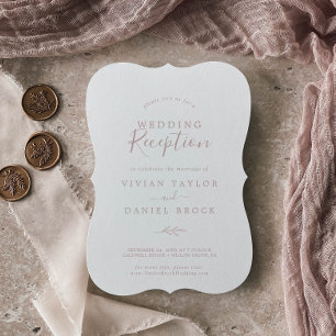 Convite Recepção de Casamento Rosa Bege   Folha Mínima