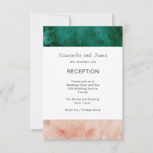 Convite Recepção de Casamento Rosa Bege Verde Aquarela