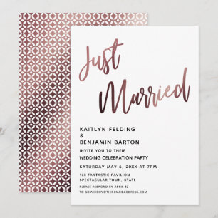 Convite Recepção de casamento Rosa Dourada