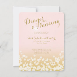 Convite Recepção de Casamento Rosa e Dourado Brilhante