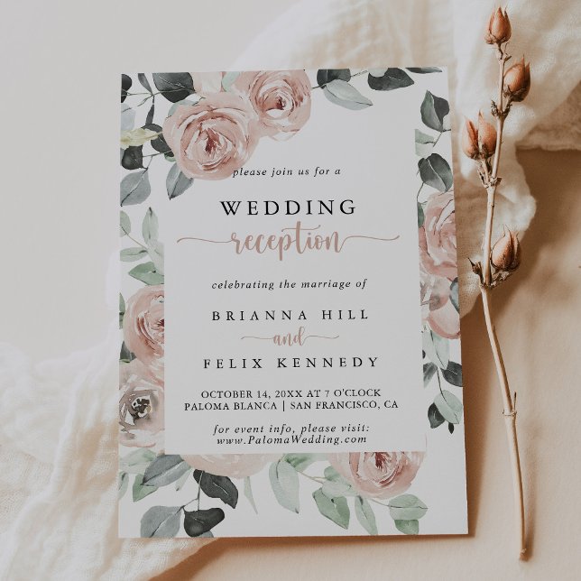 Convite Recepção de Casamento Rosa Geométrica Clássica (Criador carregado)