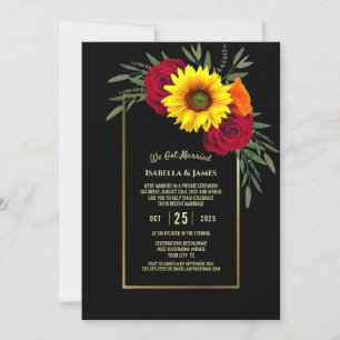 Convite Recepção de Casamento Rosa Girassol Ouro Preto