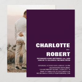 Convite Recepção de Casamento Roxo Moderno