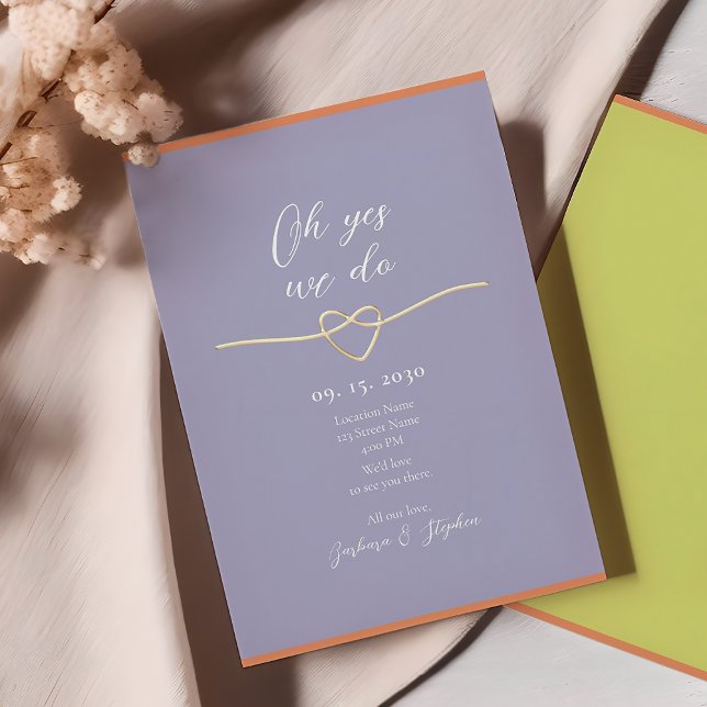 Convite Recepção de casamento Roxo Simples (Criador carregado)