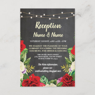 Convite Recepção de Casamento Rústica com Giz Flores Rosas