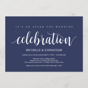 Convite Recepção de Casamento Rústico com Azul Marinho
