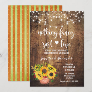 Convite Recepção de Casamento Rústico com Girassóis