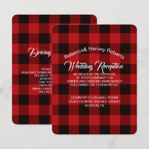 Convite recepção de casamento rústico de inverno com xadre