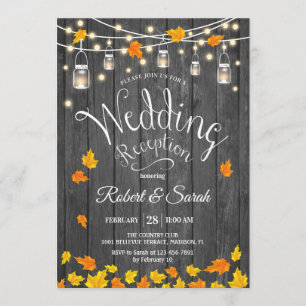 Convite Recepção de Casamento Rústico de Outono com Luzes