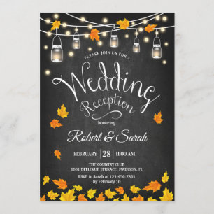 Convite Recepção de Casamento Rústico de Outono Giz na Lou