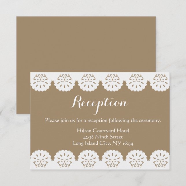 Convite Recepção de Casamento Rústico Marrom com Renda (Frente/Verso)