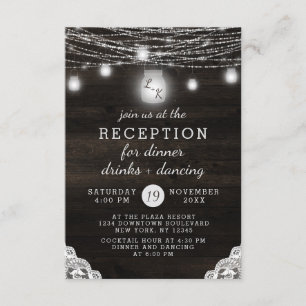 Convite Recepção de Casamento Rústico Oak Ridge com Madeir
