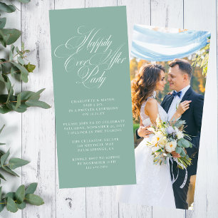 Convite Recepção de Casamento Sage Green Felizes para Semp
