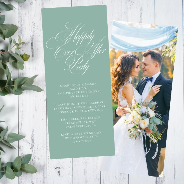 Convite Recepção de Casamento Sage Green Felizes para Semp (Criador carregado)