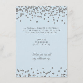 Convite Recepção de casamento Silver Glitter Confetti Azul