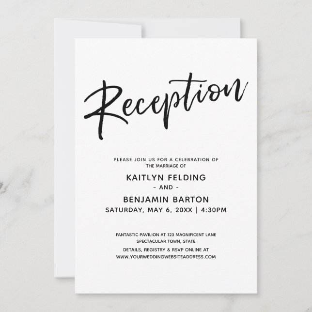 Convite Recepção de Casamento Simples com Letra Moderna In (Frente)
