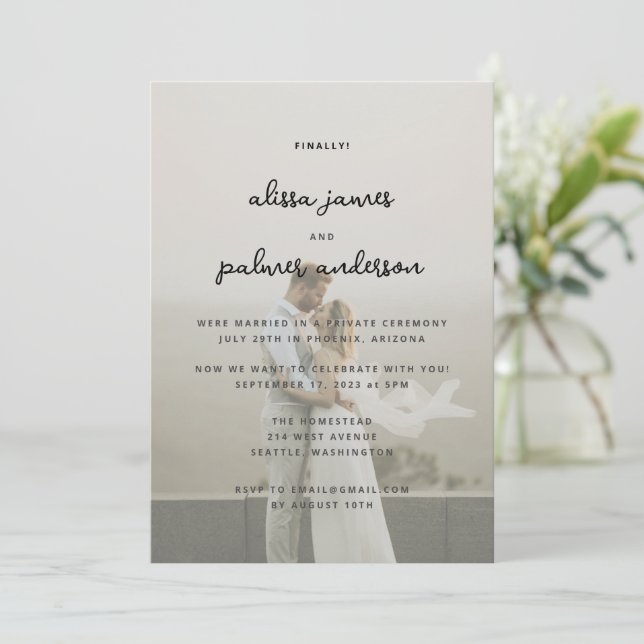 Convite Recepção de Casamento Simples e Minimalista Modern (Em pé/Frente)