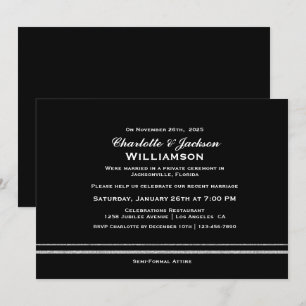 Convite Recepção de Casamento Simples Preta Moderna