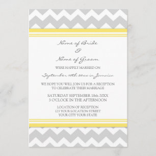 Convite Recepção de casamento somente Chevron amarelo