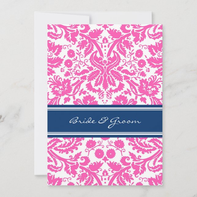 Convite Recepção de casamento - Somente danos cor-de-rosa  (Frente)
