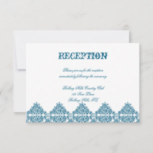Convite Recepção de Casamento tema damasco Azul marroqui