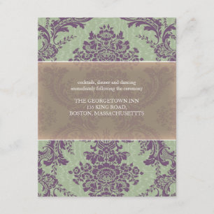 Convite Recepção de Casamento tema damasco Elegante Roxo