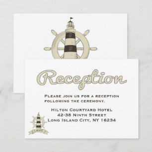 Convite Recepção de Casamento Tom Náutico Farol Navio