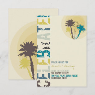 Convite Recepção de casamento tropical da praia das