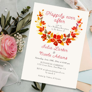 Convite Recepção de Casamento Tropical de Hibisco Laranja