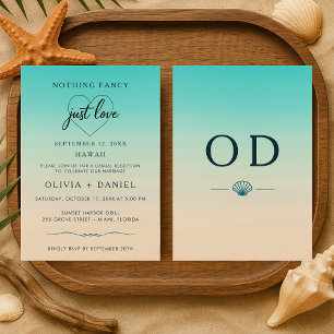 Convite Recepção de Casamento Tropical Moderno na Praia pa