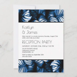 Convite Recepção de Casamento Tropical Palma Azul e Branco