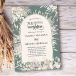 Convite Recepção de casamento Verde do Sage com Arco Enqua<br><div class="desc">A recepção de casamento botânica só é um convite num dueto de verde-sábio e amêndoa, para complementar o tema da cor do casamento. Design de aquarela com arco de moenda, decorado com folhas e folhagem em tons de creme de amêndoa de trigo palomino. Design elegante, com estilo moderno e uma...</div>