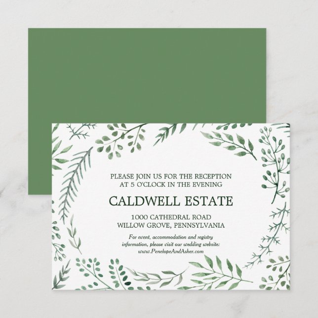 Convite Recepção de casamento Verde Russo (Frente/Verso)