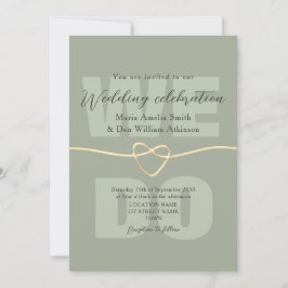 Convite Recepção de Casamento Verde Sage Moderna