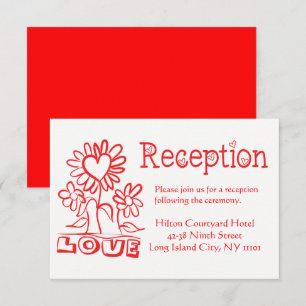 Convite Recepção de Casamento Vermelho Floral Amor Flores