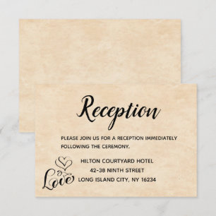 Convite Recepção de Casamento Vintage Marrom Amor Coração