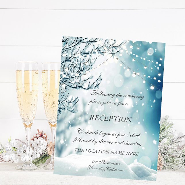 Convite Recepção de Casamento Winter Wonderland com Luzes  (Criador carregado)