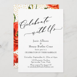 Convite Recepção de Celebração Conosco Confetes Dourados P