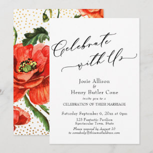 Convite Recepção de Celebração conosco Papoulas Confetes D